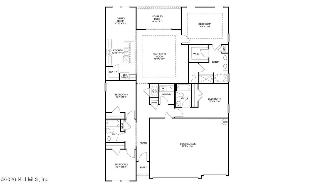 2D floor plan layout of this home in Sawmill Branch, Palm Coast, FL (Image 3). 2D floor plan layout of this home in Sawmill Branch, Palm Coast, FL (Image 3).