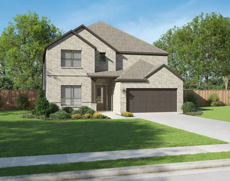Representative exterior photo of a completed home built from the Harwood by Centre Living Homes in Painted Tree Woodland West, McKinney, TX (Image 2). Representative exterior photo of a completed home built from the Harwood by Centre Living Homes in Painted Tree Woodland West, McKinney, TX (Image 2).