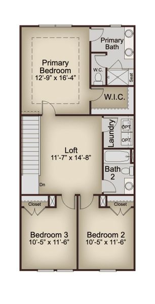 2D floor plan layout for the Rocket by McKinley Homes in Kinsley, Wake Forest, NC (Image 4).