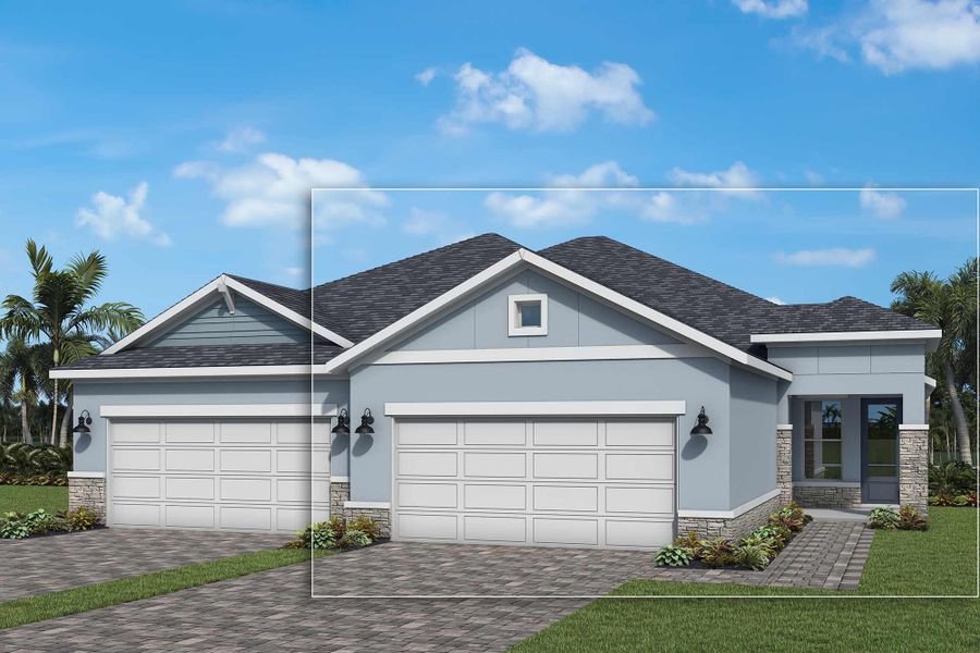 Front exterior of a new home in Gracewater at Sarasota, Sarasota, FL, highlighting curb appeal (Image 21).
