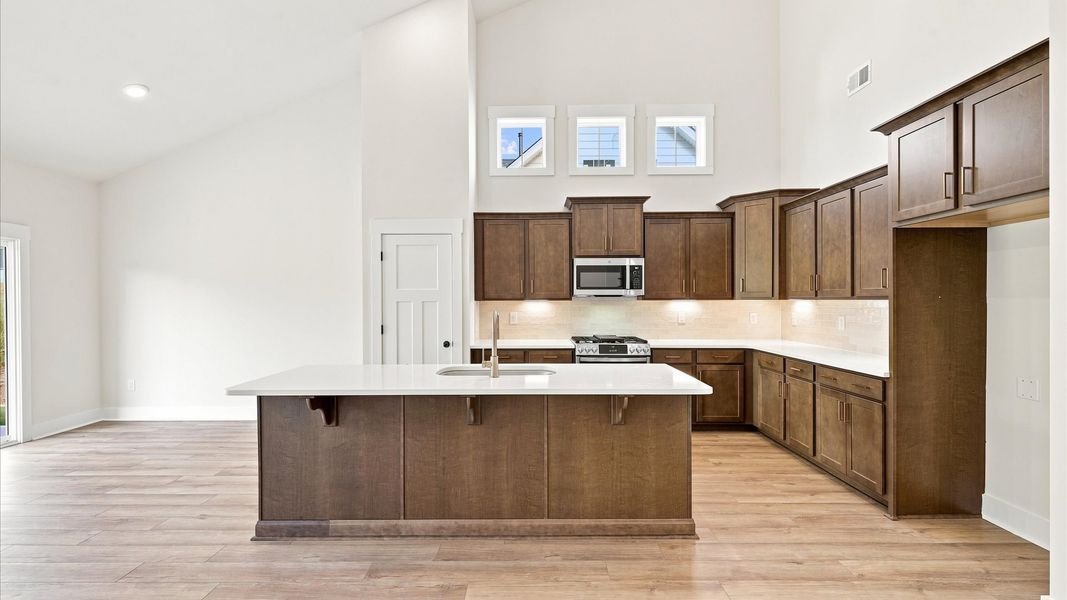 Elegant island anchors this tasteful kitchen with high standards and timeless appeal near Lake Hartwell