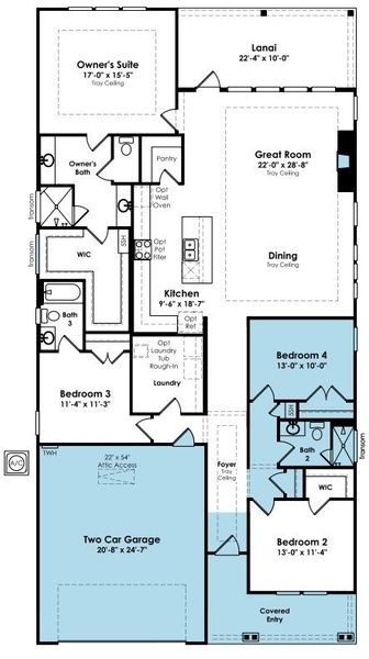 2D floor plan layout of this home in Salt Grass at Ward Creek, Panama City Beach, FL (Image 4).