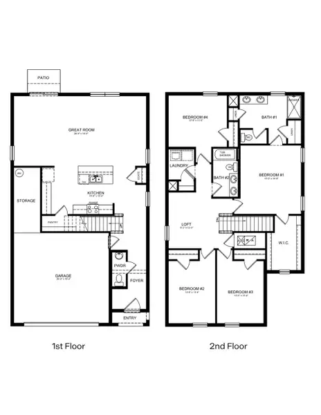 2D floor plan layout for the Elston II by D.R. Horton in Waterstone, Tampa, FL (Image 3).