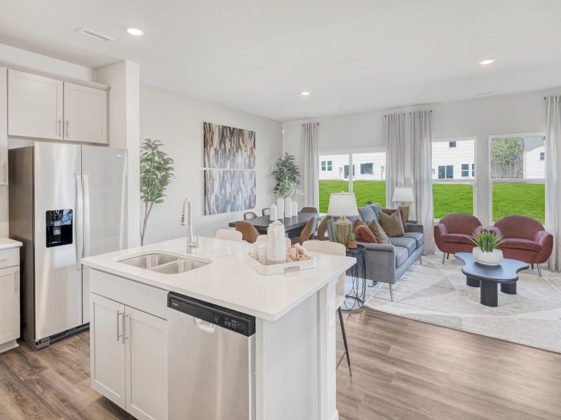 Great room in the Amber floorplan at a Meritage Homes community in Graham, NC.