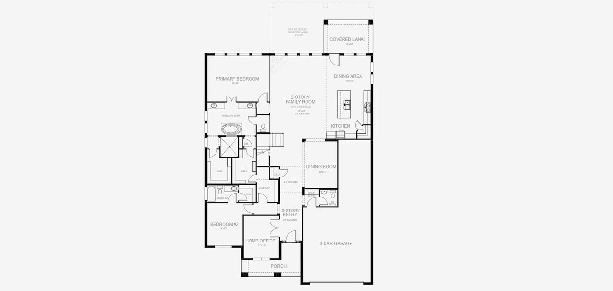 2D floor plan layout for the 3638F by Perry Homes in Sanctuary at Seaire, Parrish, FL (Image 4).