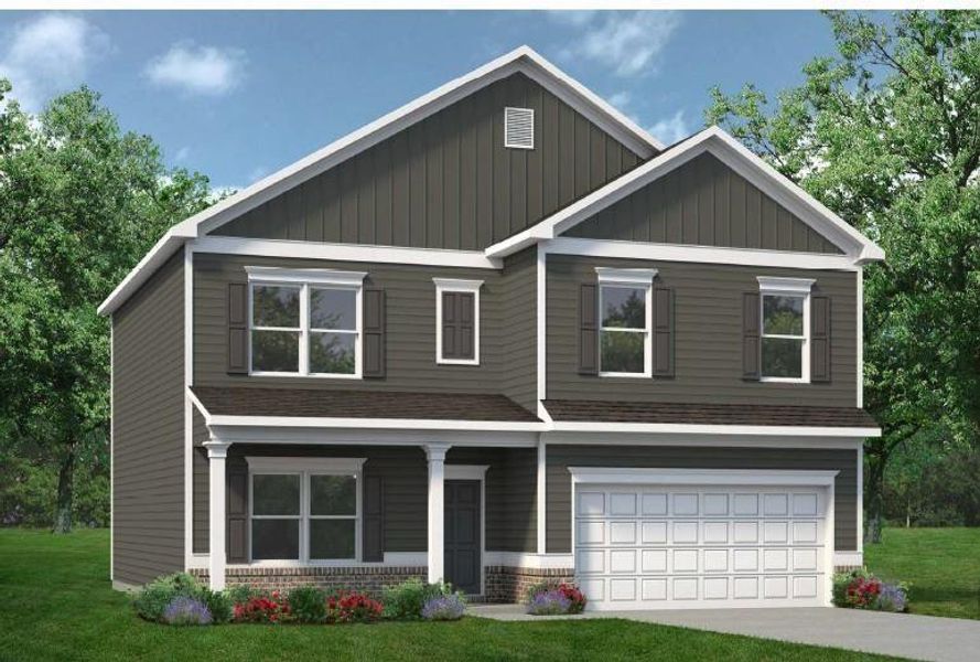Front exterior of a new home in Sycamore Crest, Calhoun, GA, highlighting curb appeal (Image 1).