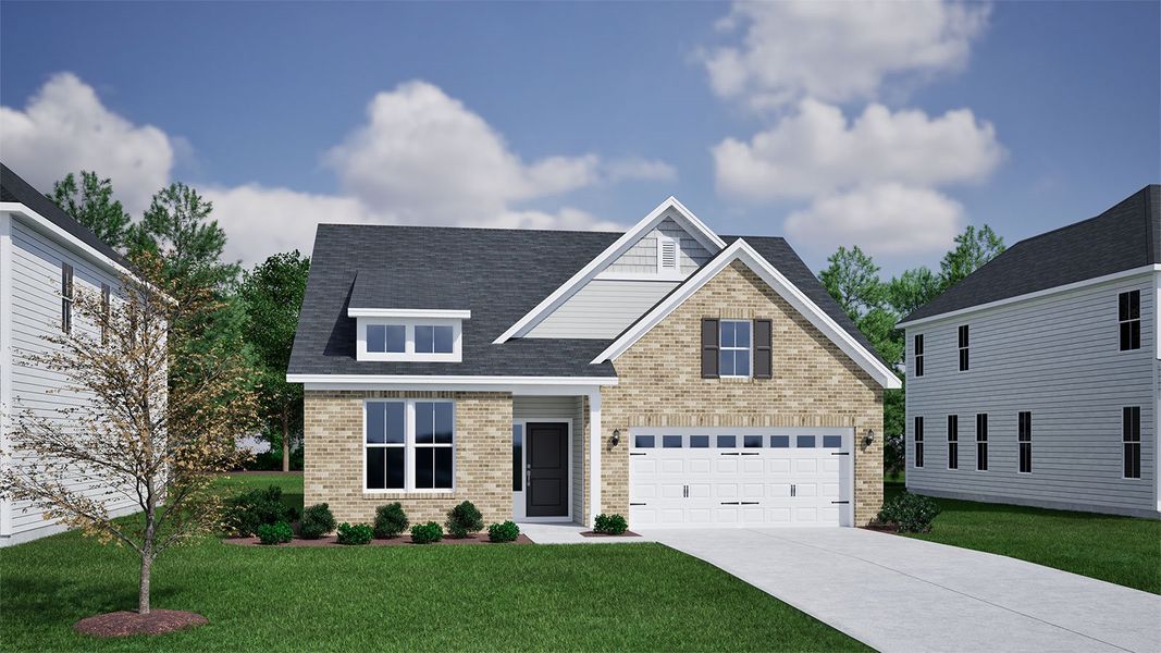 Representative exterior photo of a completed home built from the Cary - Vanguard Collection by Mungo Homes in Cottages at Lake Emory, Inman, SC (Image 25).