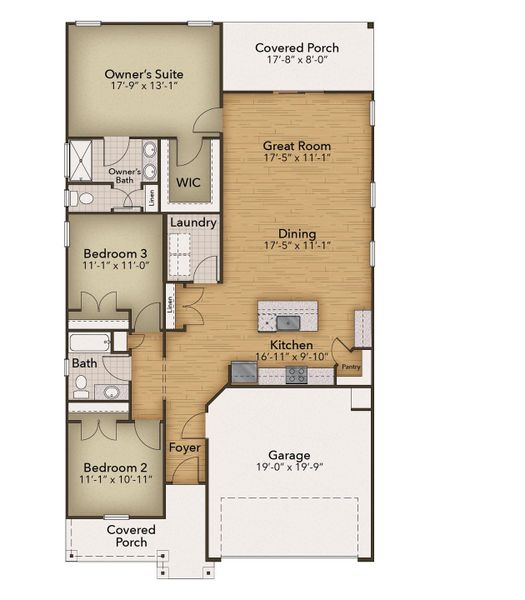 2D floor plan layout for the The Primrose by Chesapeake Homes in Heritage Park at Longs, Longs, SC (Image 5).