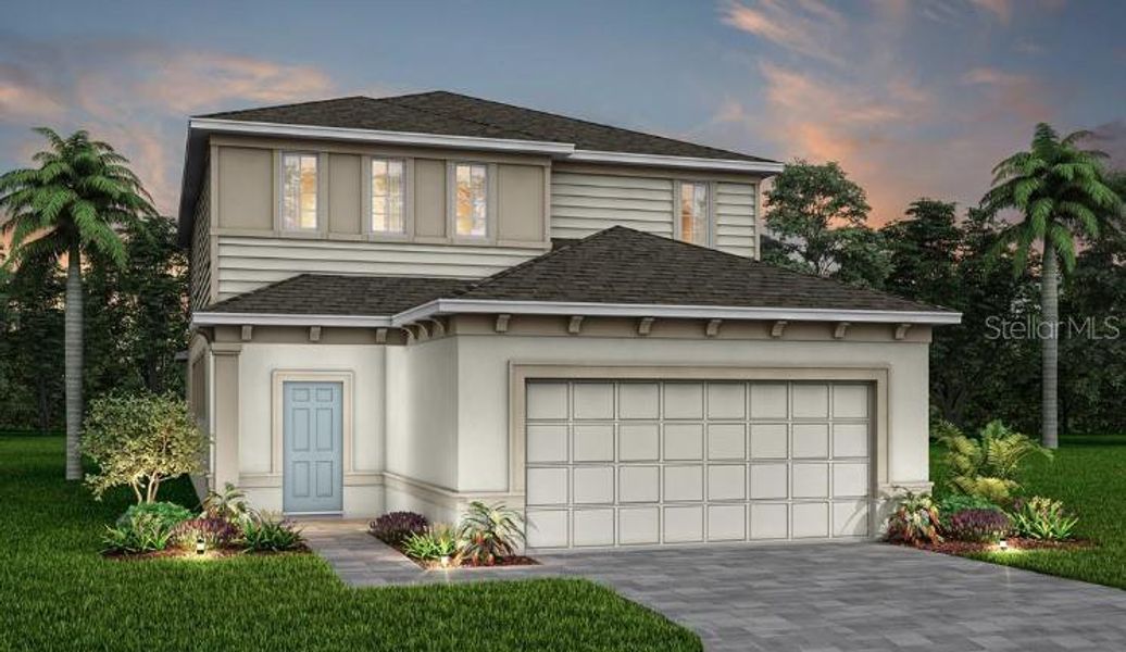 Front exterior of a new home in , Clermont, FL, highlighting curb appeal (Image 1). Front exterior of a new home in , Clermont, FL, highlighting curb appeal (Image 1).