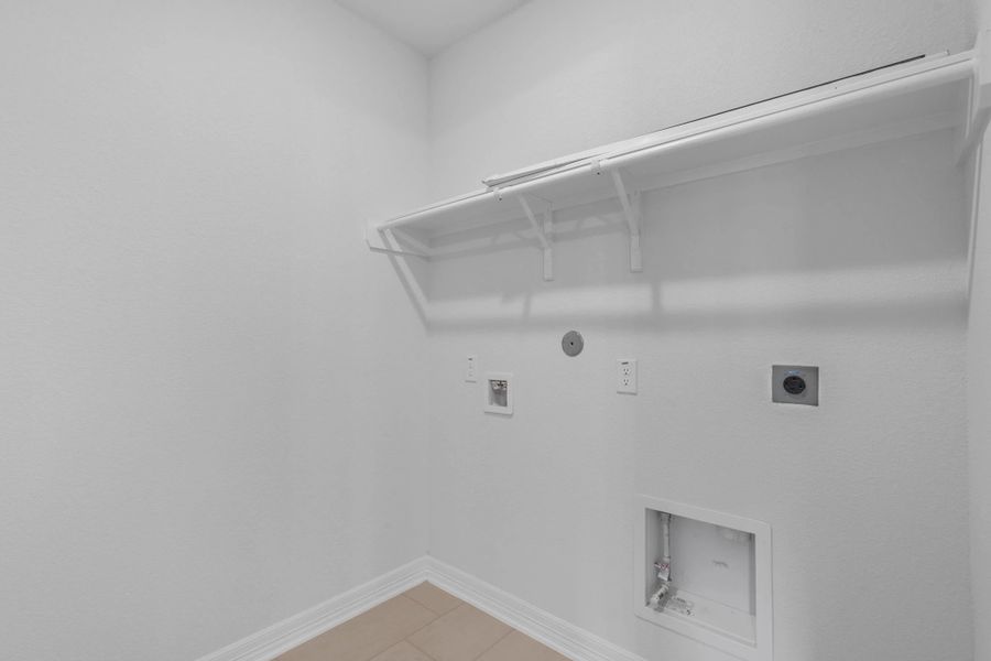Laundry room. Sample product photo. Actual exterior and interior selections may vary by homesite. Photo may be virtually staged. Laundry room. Sample product photo. Actual exterior and interior selections may vary by homesite. Photo may be virtually staged.
