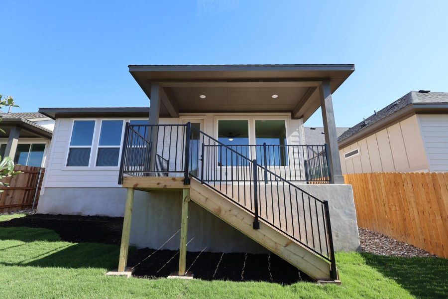 Exterior details and patio area of a home in Heritage, Dripping Springs (Image 3).