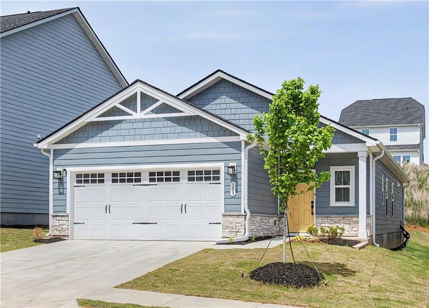 Front exterior of a new home in , Hoschton, GA, highlighting curb appeal (Image 24).