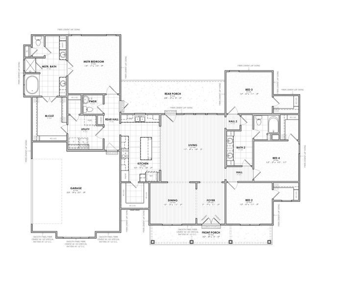 2D floor plan layout for the The Charlotte by Manuel Builders in Chapel Bend, Montgomery, TX (Image 3).