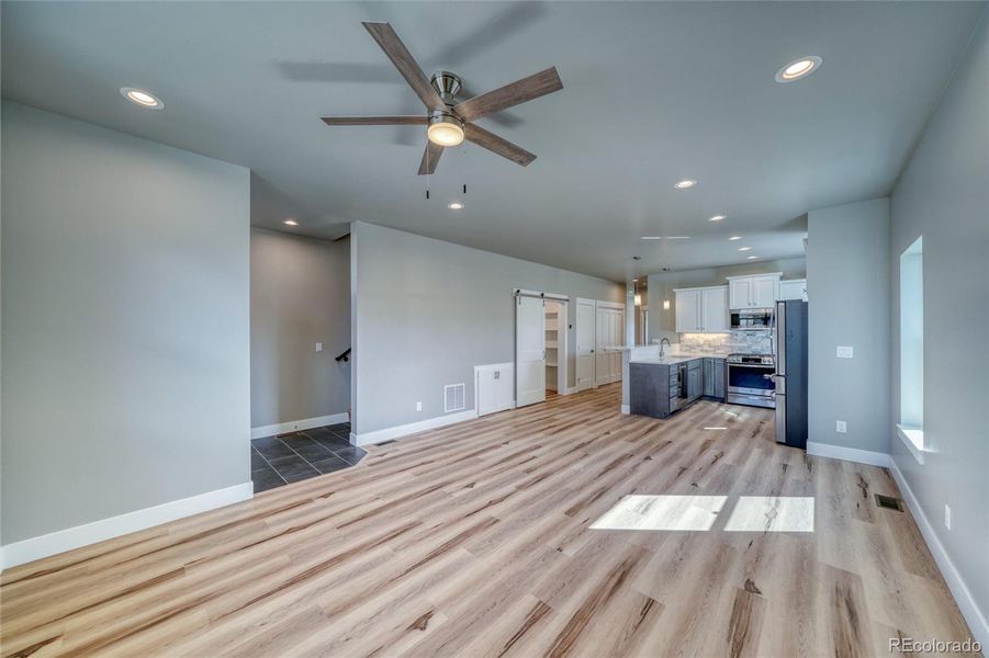 Open concept living and kitchen space