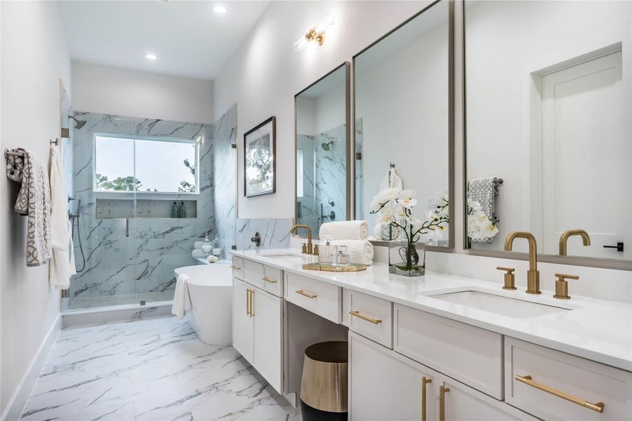 Primary Bathroom - Estimated completion July 31, 2025. Features 3 beds, 3.5 baths, 2 car garage, private driveway, office space, backyard and stainless steel Bosch appliances. Primary Bathroom - Estimated completion July 31, 2025. Features 3 beds, 3.5 baths, 2 car garage, private driveway, office space, backyard and stainless steel Bosch appliances.