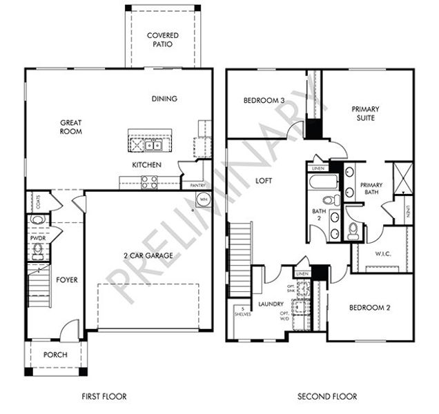 2D floor plan layout for the Orchard by Meritage Homes in Sonora at Entrada del Pueblo, Sahuarita, AZ (Image 3).