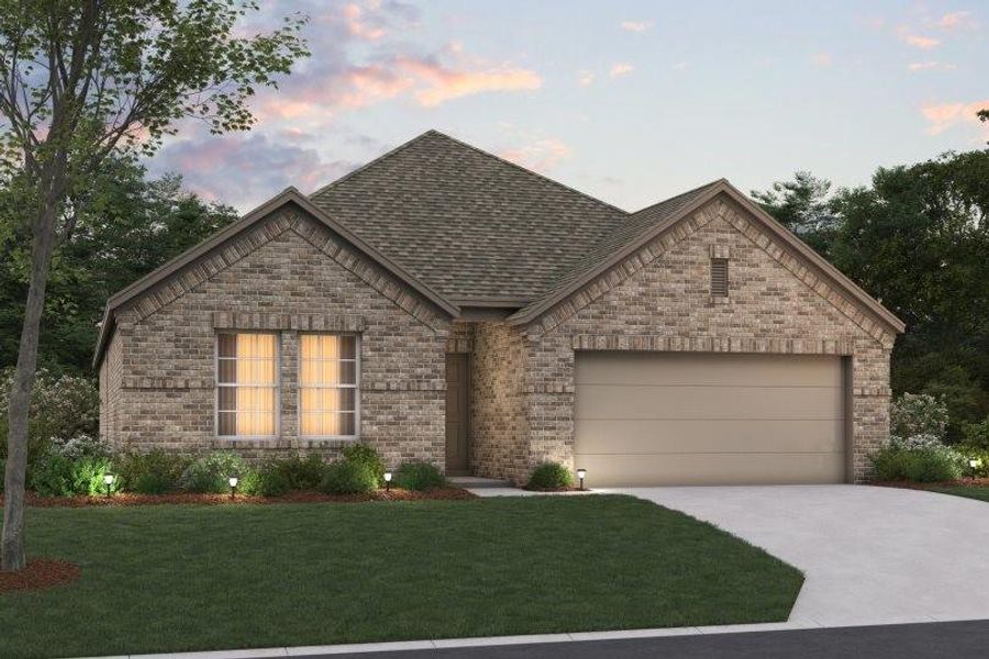 Front exterior of a new home in Woodstone, Providence Village, TX, highlighting curb appeal (Image 1). Front exterior of a new home in Woodstone, Providence Village, TX, highlighting curb appeal (Image 1).