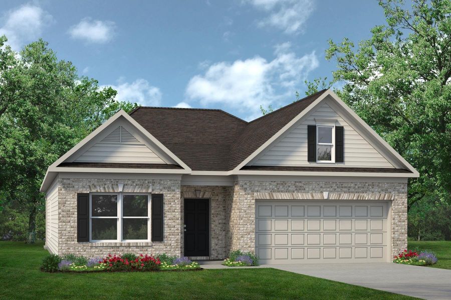 Front exterior of a new home in The Oaks, Clarksville, TN, highlighting curb appeal (Image 1). Front exterior of a new home in The Oaks, Clarksville, TN, highlighting curb appeal (Image 1).