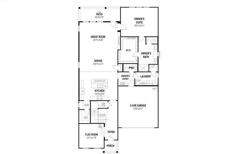 2D floor plan layout for the Julieta II by Mattamy Homes in Sutton Fields, Celina, TX (Image 3).