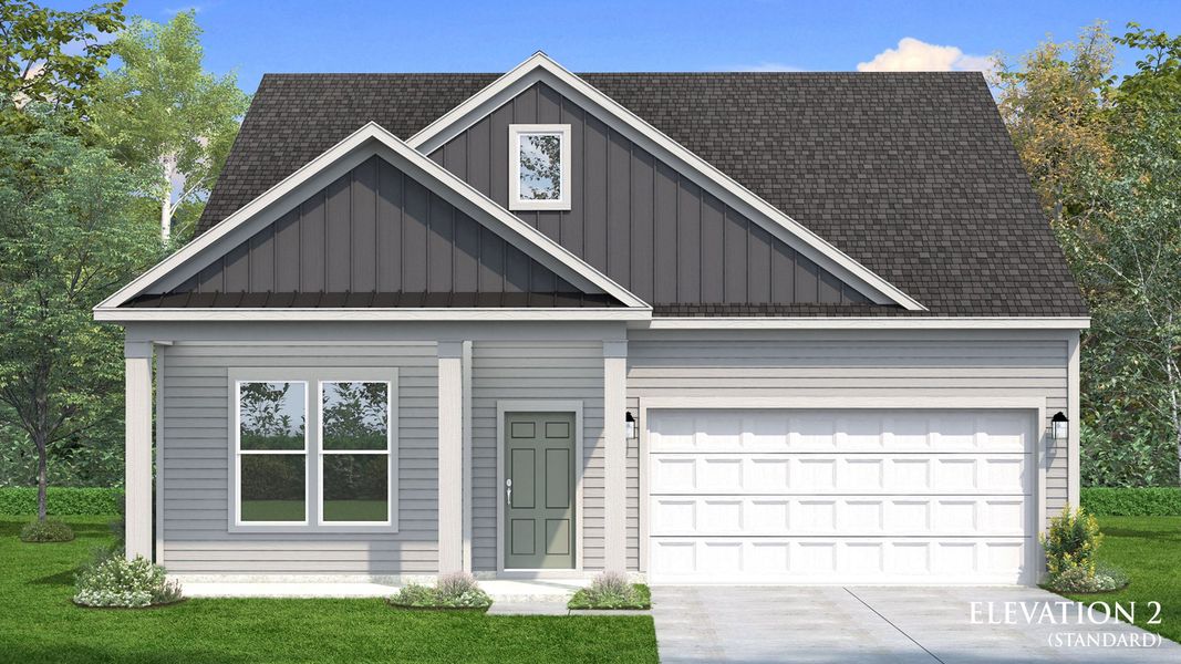 Representative exterior photo of a completed home built from the Greenwich by DRB Homes in Weavers Pointe, Zebulon, NC (Image 10).