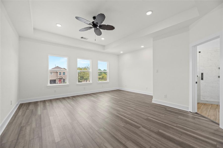 Uniquely shaped, the primary bedroom offers a plethora of options for interior décor options! Allow your creativity to run wild, as you design a cherished space of tranquility, peace, and romance! Uniquely shaped, the primary bedroom offers a plethora of options for interior décor options! Allow your creativity to run wild, as you design a cherished space of tranquility, peace, and romance!