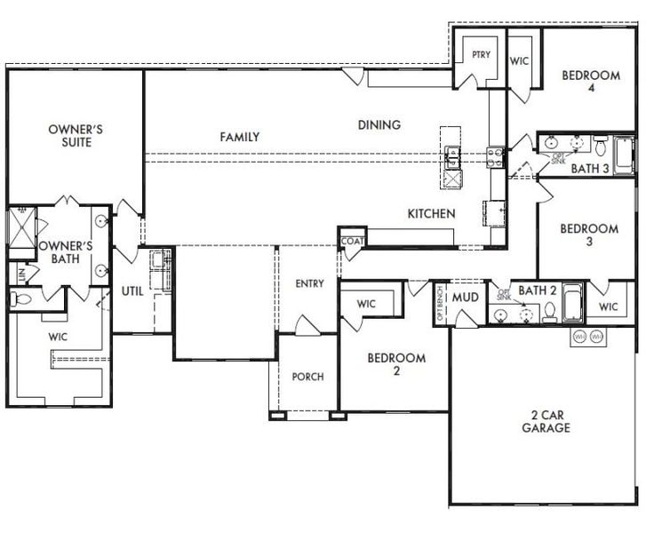 2D floor plan layout for the Olive by Impression Homes in Estates of Palmer, Palmer, TX (Image 3). 2D floor plan layout for the Olive by Impression Homes in Estates of Palmer, Palmer, TX (Image 3).