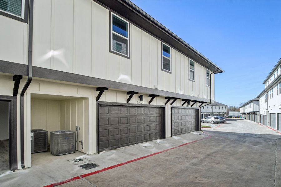 Exterior details and patio area of a home in Koenig Townhomes, Austin (Image 18).