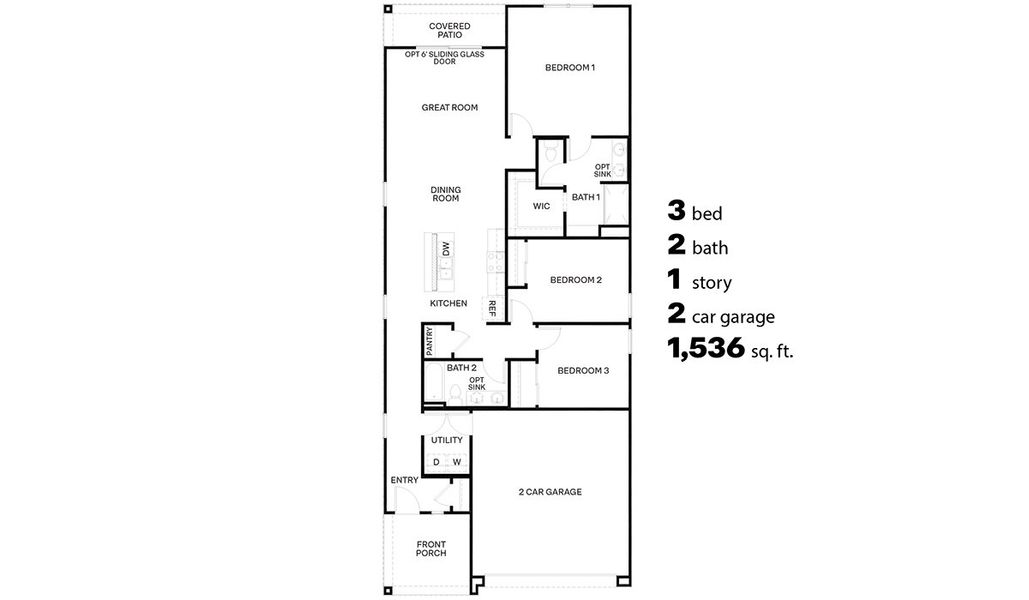 2D floor plan layout of this home in Coronet at Gladden Farms, Marana, AZ (Image 2).