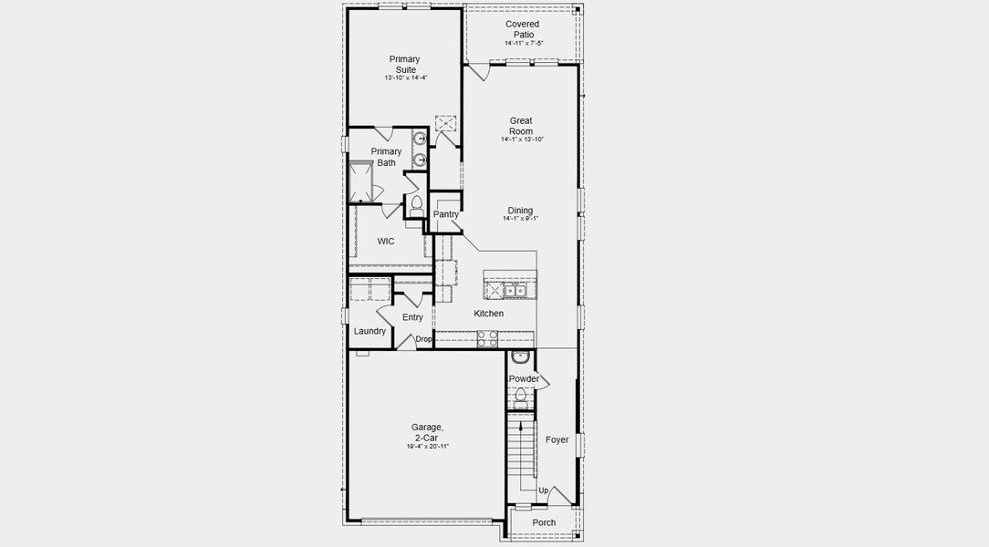 2D floor plan layout for the Merlin by Taylor Morrison in Village Grove, Dripping Springs, TX (Image 3).