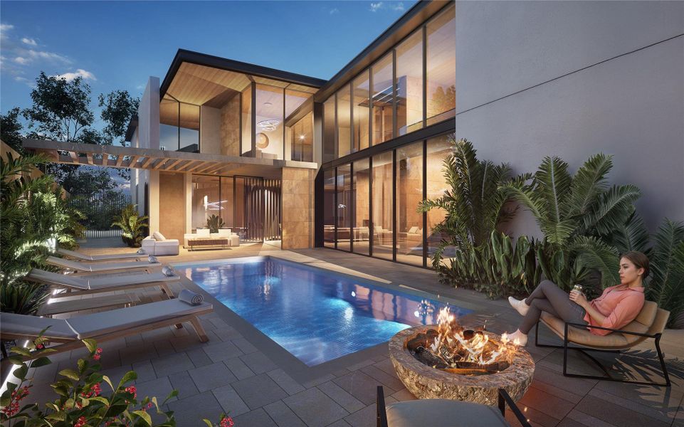 Ultra Realistic rendering of the future pool. Connecting indoor and outdoor spaces, ideal for entertaining or quiet relaxation