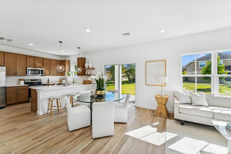Kitchen, Dining Area & Great Room