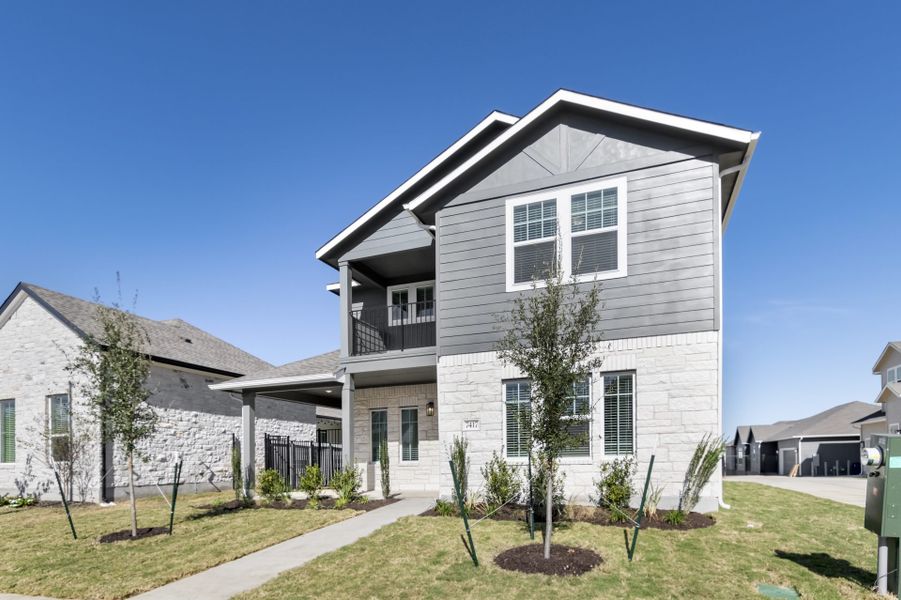 Front exterior of a new home in Easton Park, Austin, TX, highlighting curb appeal (Image 29).