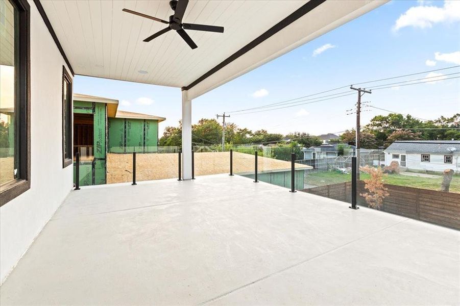 View of patio / terrace featuring ceiling fan