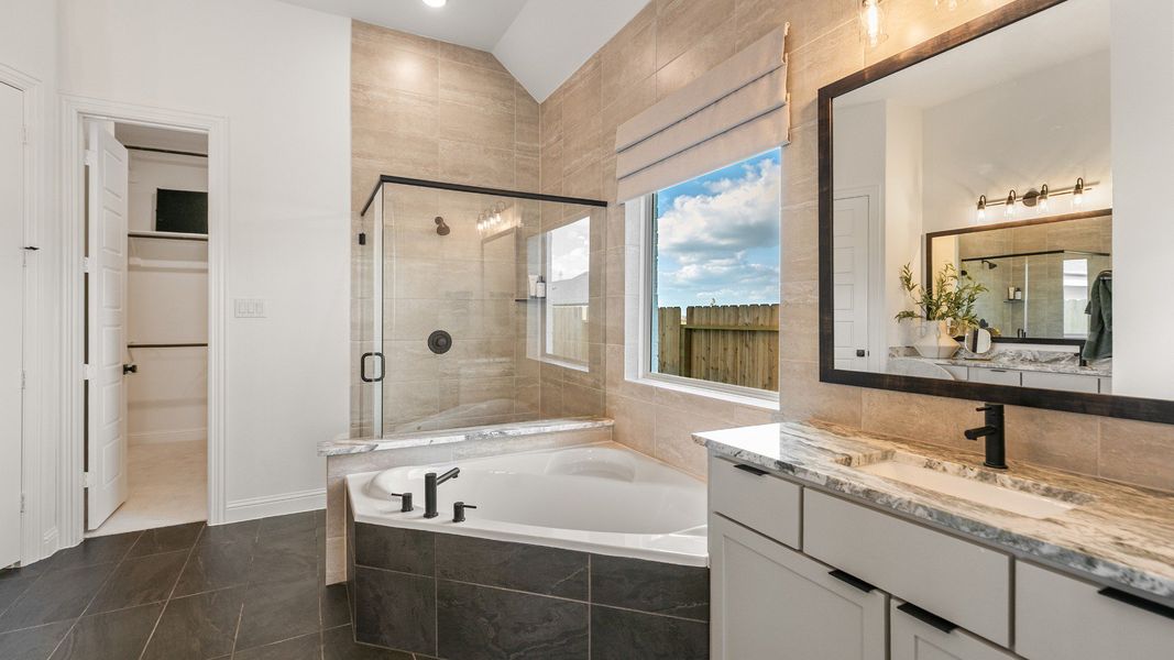 Representative furnished interior of a home built from the Rosewood by DRB Homes in Brookewater, Rosenberg (Image 16).