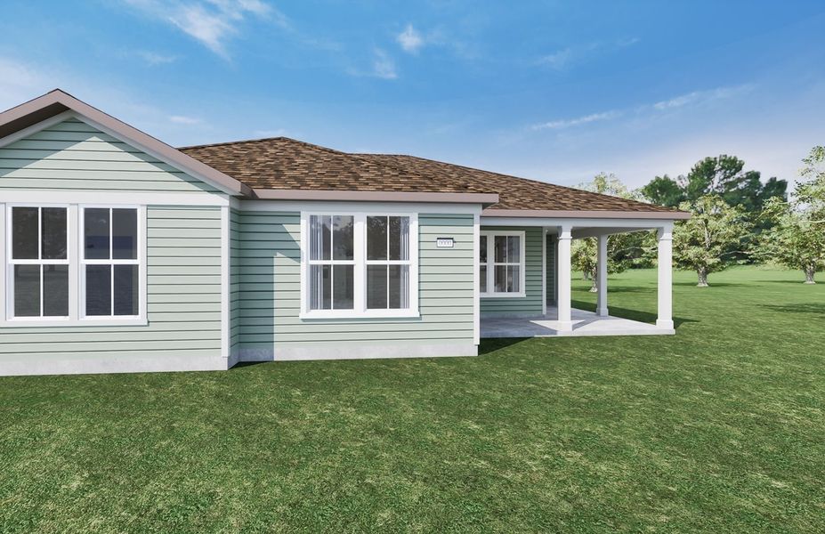 Exterior details and patio area of a home in Sun City Hilton Head, Bluffton (Image 2). Exterior details and patio area of a home in Sun City Hilton Head, Bluffton (Image 2).