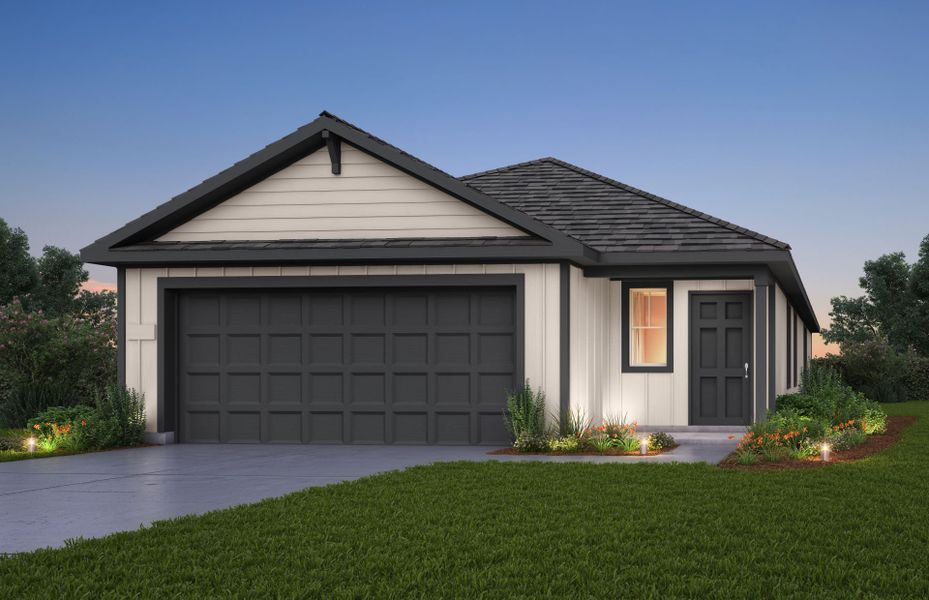 Front exterior of a new home in Cinco Lakes, San Antonio, TX, highlighting curb appeal (Image 1). Front exterior of a new home in Cinco Lakes, San Antonio, TX, highlighting curb appeal (Image 1).