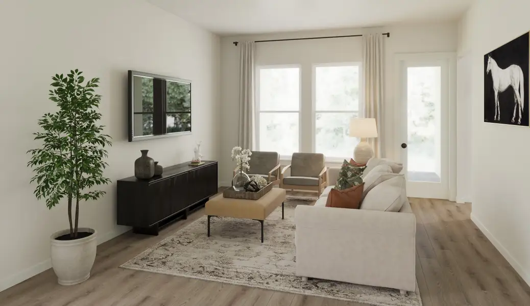 A bright and open family room is great for game night or catching up on your favorite show.