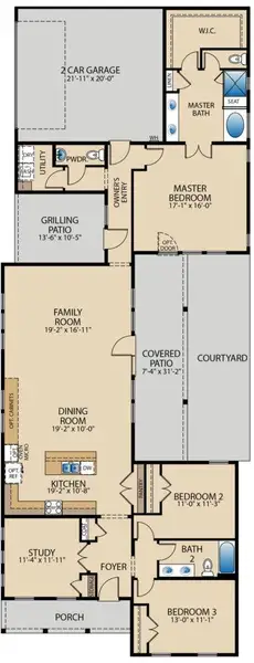 2D floor plan layout of this home in Easton Park, Austin, TX (Image 5).