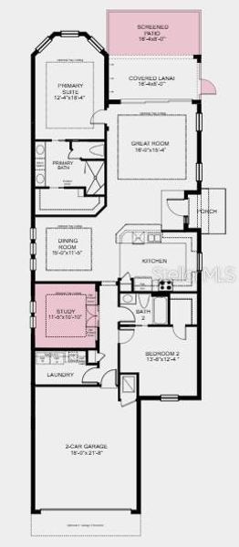 2D floor plan layout of this home in Esplanade at Azario Lakewood Ranch, Bradenton, FL (Image 3).