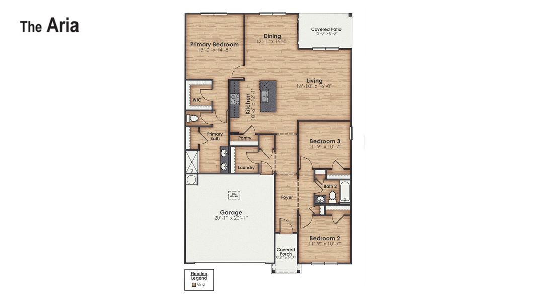 2D floor plan layout for the ARIA by D.R. Horton in Mariners Reach, Bolivia, NC (Image 3).