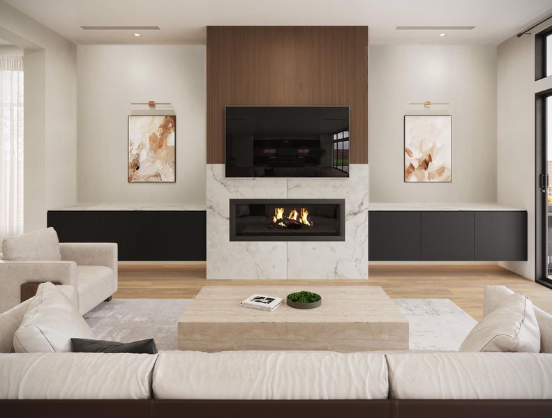 The living room complete with gas fire, creating a welcoming ambience.