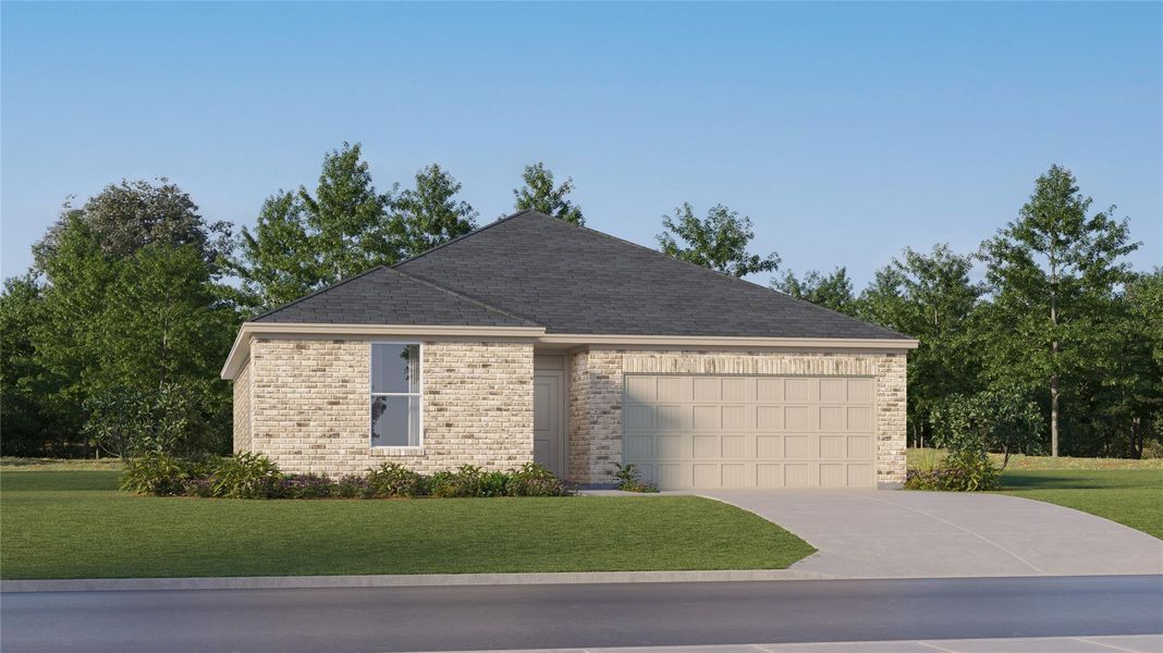Front exterior of a new home in Sweetgrass Village: Classic Collection, Crosby, TX, highlighting curb appeal (Image 1). Front exterior of a new home in Sweetgrass Village: Classic Collection, Crosby, TX, highlighting curb appeal (Image 1).