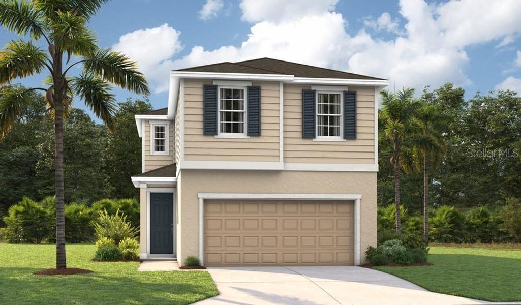 Front exterior of a new home in Maple Ridge, Palmetto, FL, highlighting curb appeal (Image 1).