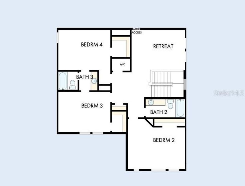 2D floor plan layout of this home in Oakfield at Mount Dora Cottage Series, Mount Dora, FL (Image 3). 2D floor plan layout of this home in Oakfield at Mount Dora Cottage Series, Mount Dora, FL (Image 3).