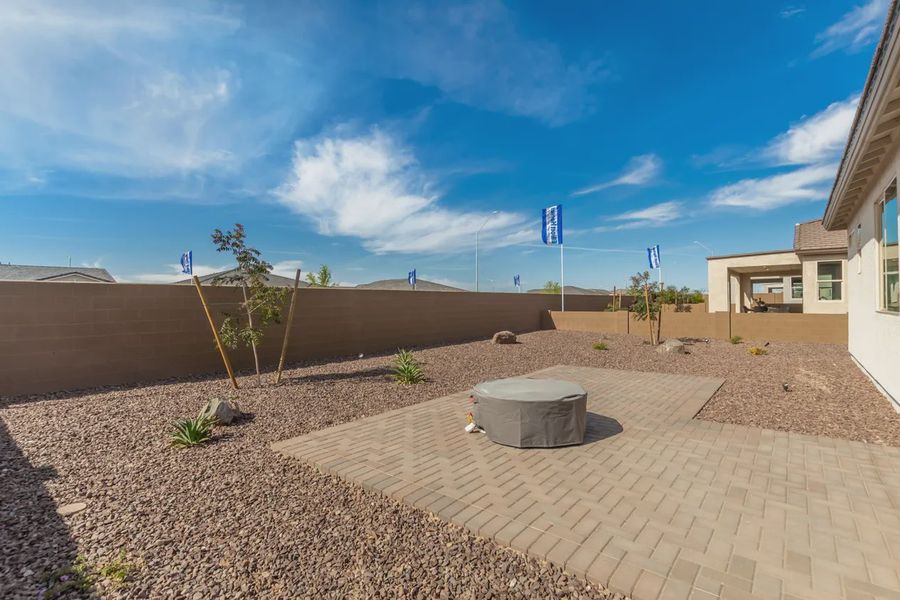 Exterior details and patio area of a home in Camilo at Santana, Yuma (Image 23).