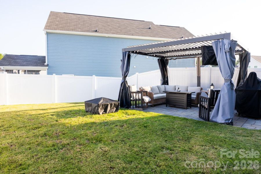 Private pergola with bug netting, closing roof, and shades Private pergola with bug netting, closing roof, and shades
