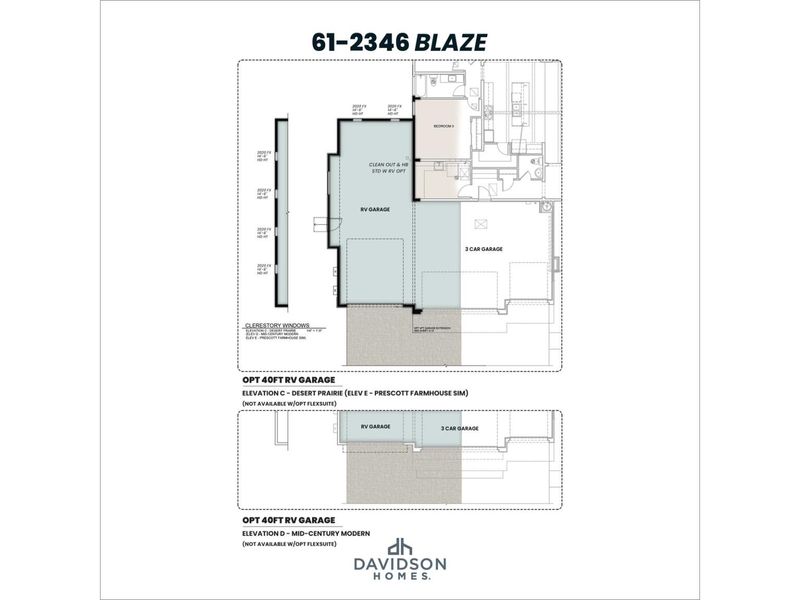 2D floor plan layout for the The Blaze C by Davidson Homes LLC in Hidden Hills, Prescott, AZ (Image 9).
