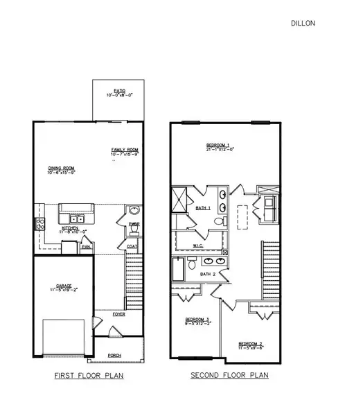 2D floor plan layout for the Dillon by D.R. Horton in The Towns at Blue Jay, Rincon, GA (Image 5).
