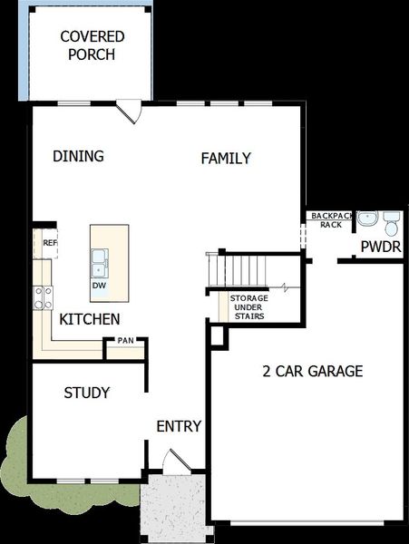 2D floor plan layout of this home in Serenity - The Village Collection, Fuquay Varina, NC (Image 5).