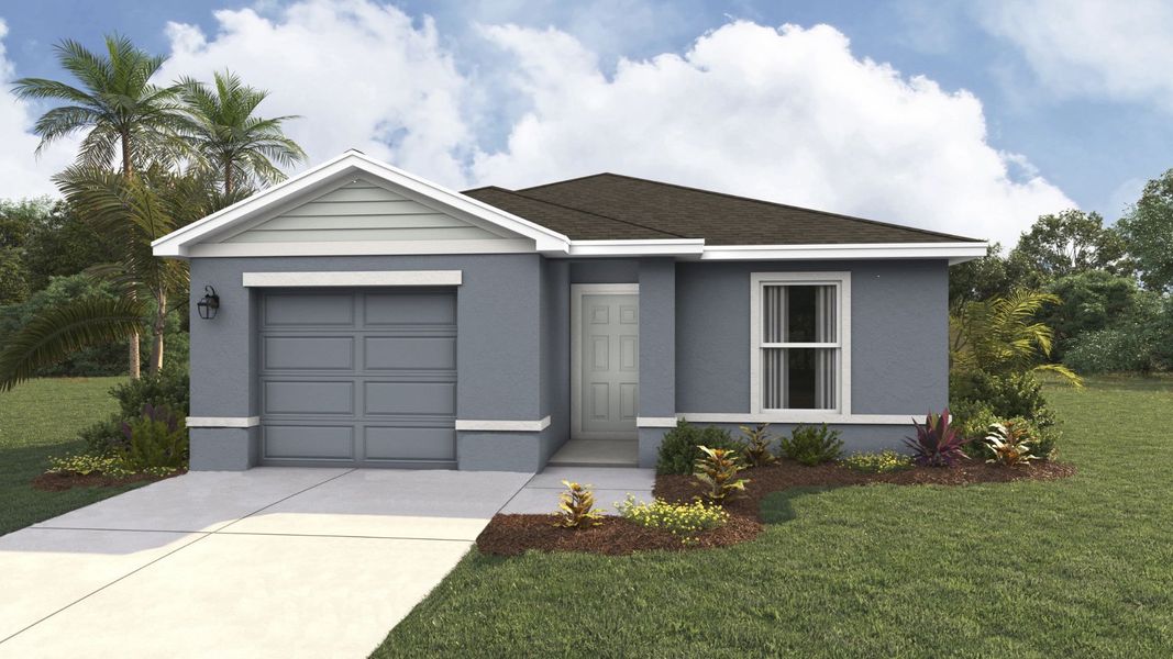 Representative exterior photo of a completed home built from the Greenbriar by D.R. Horton in Oakfield Lakes, Parrish, FL (Image 2).